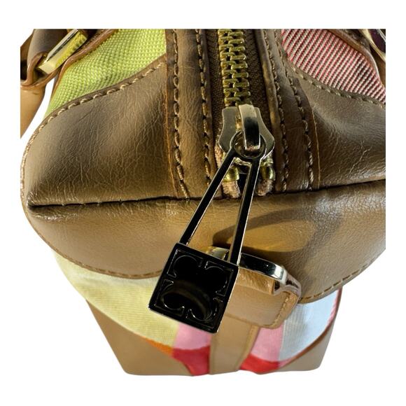 Vtg Liz Claiborne 90s Y2K Kelly Purse Gingham Pop Of Color Pattern Gold Accents - Picture 10 of 11